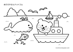 ぬりえやさんドットコム クマちゃん海のお散歩